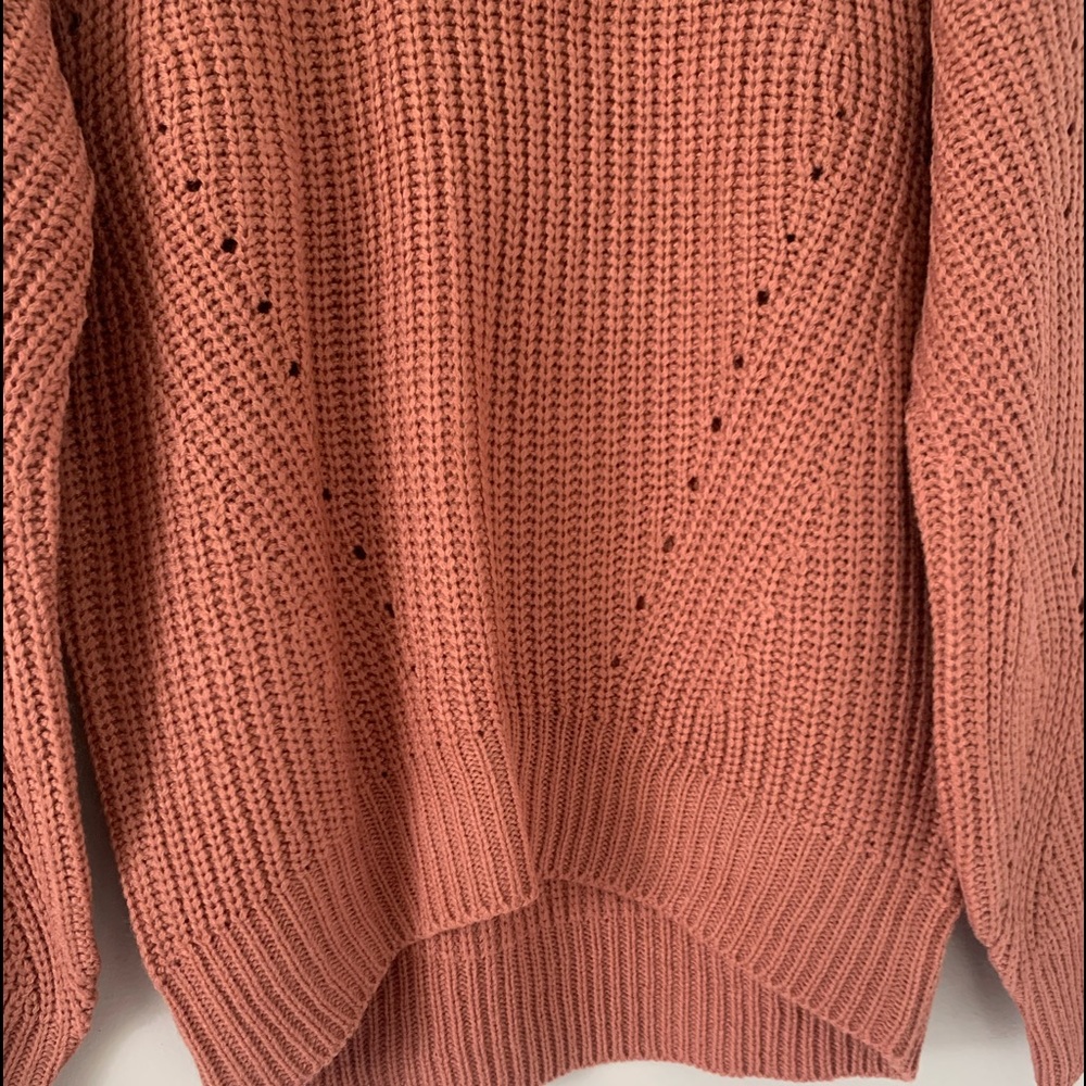 Poof Apparel Coral/Burnt Orange LS Sweater NWT LG